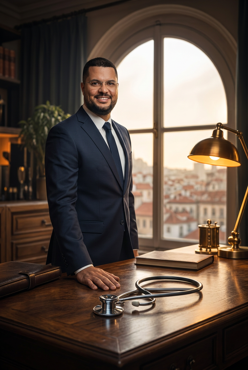 Dr. Marcus Damasceno em seu escritório em Lisboa